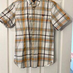 Fred Perry Men's Plaid Shirt - Orange and White
